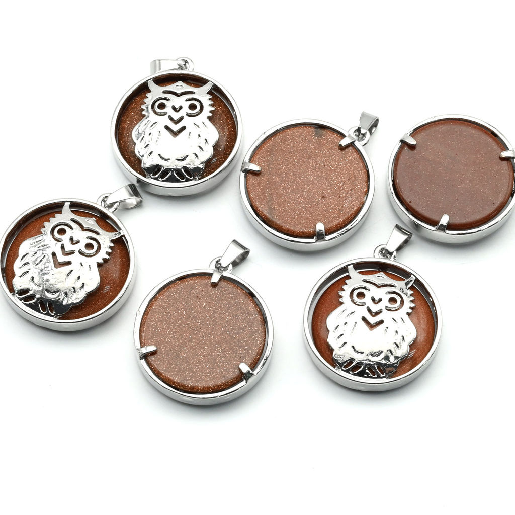 Подвеска Сова 27*27мм с авантюрином