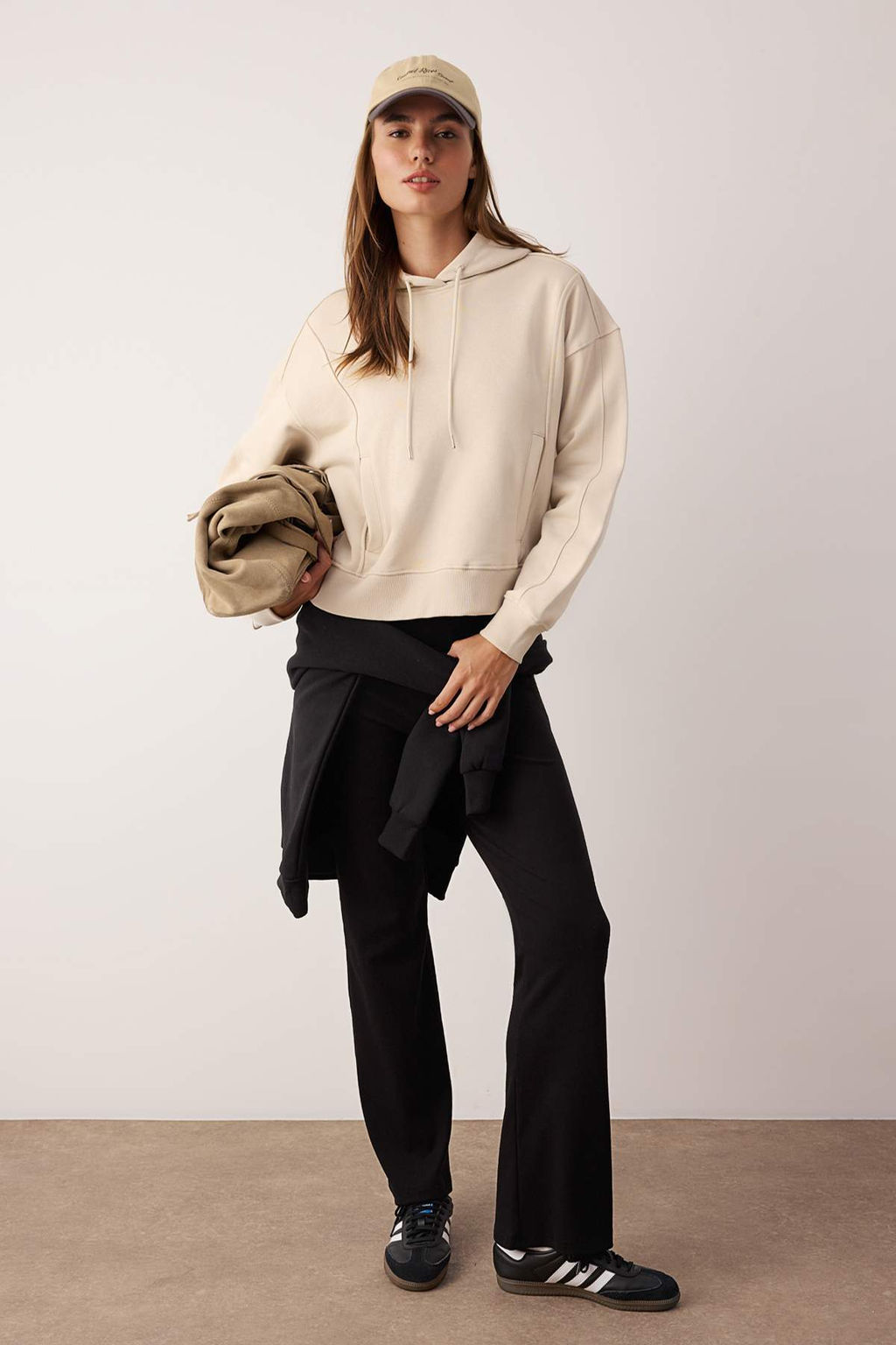 Tas Oversize/Genis Kal?p Kal?n Ici Polarl? Orme Sweatshirt TWOAW26SW00209