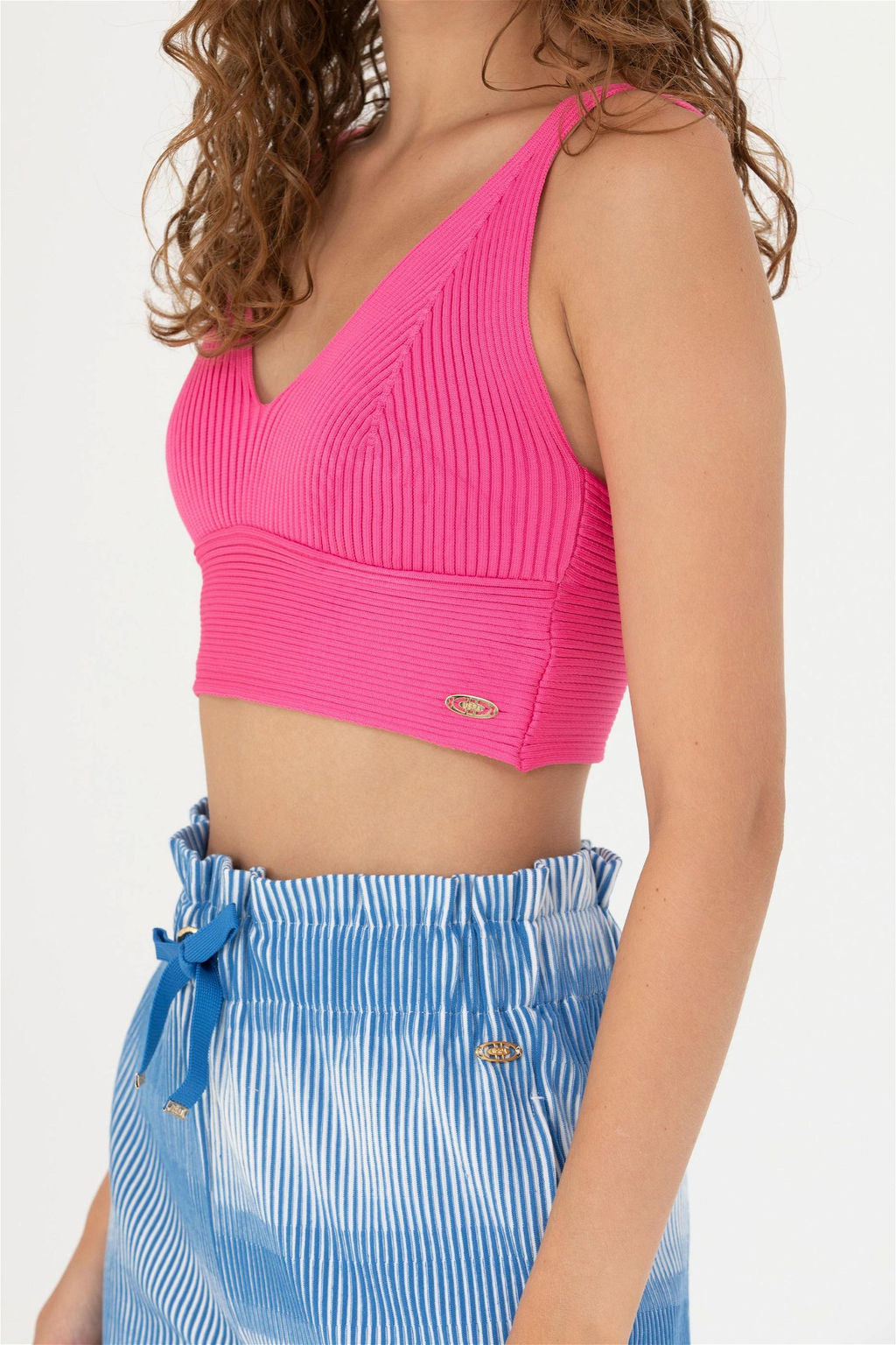 U. S. Polo Assn Женский свитер цвета фуксии с v-образным вырезом - U.s. polo assn фото 6