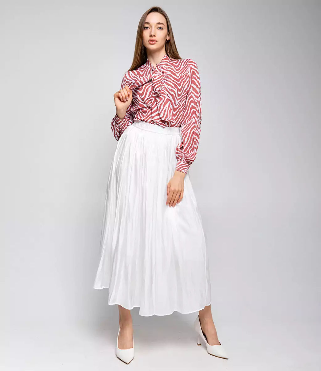 Блуза #БШ1723, пудровый,белый