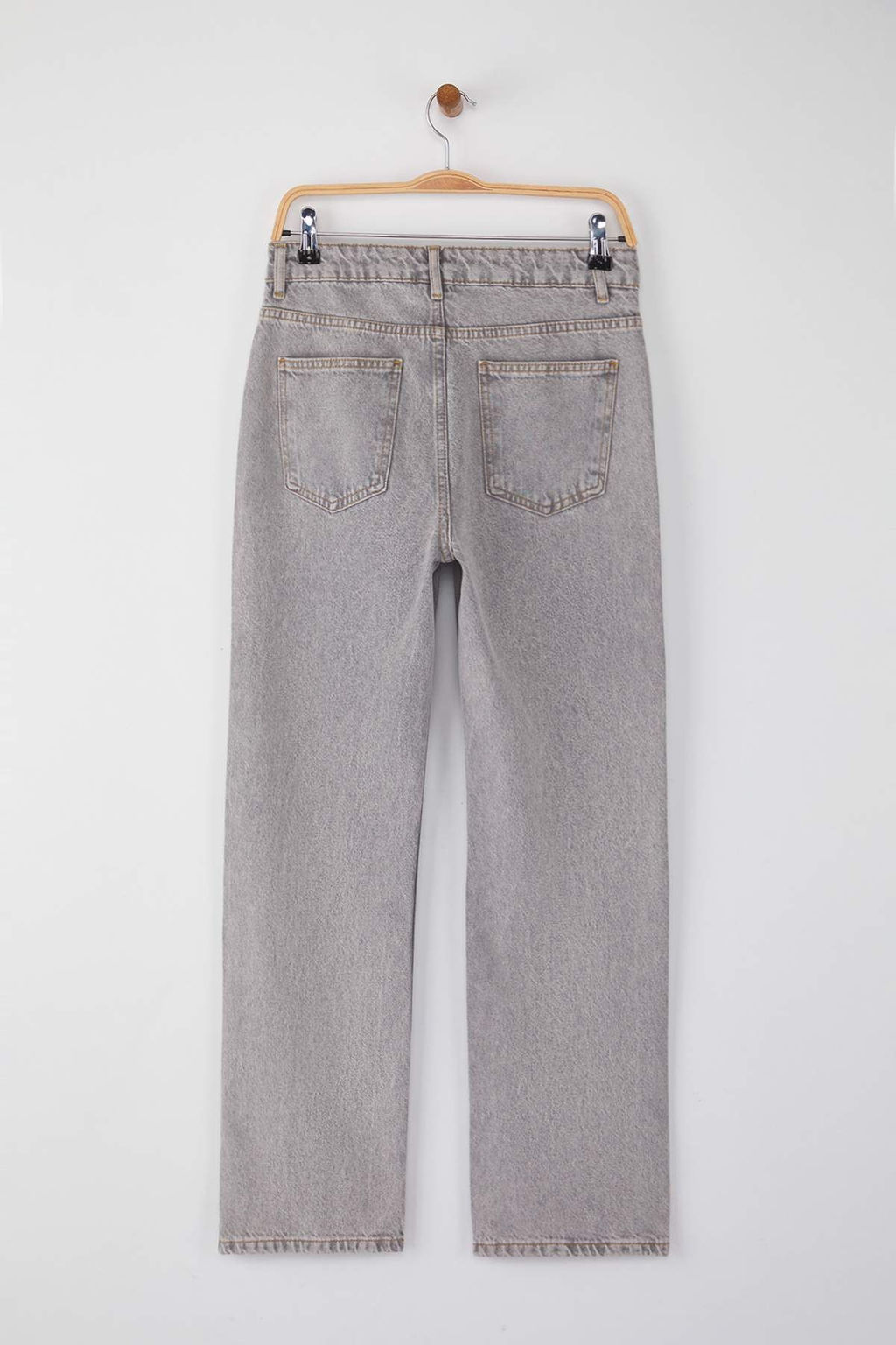 Ac?k Mavi Yuksek Bel Boru Paca Straight Duz Kesim Jeans TWOAW26JE00060 - Trendyolmilla фото 16