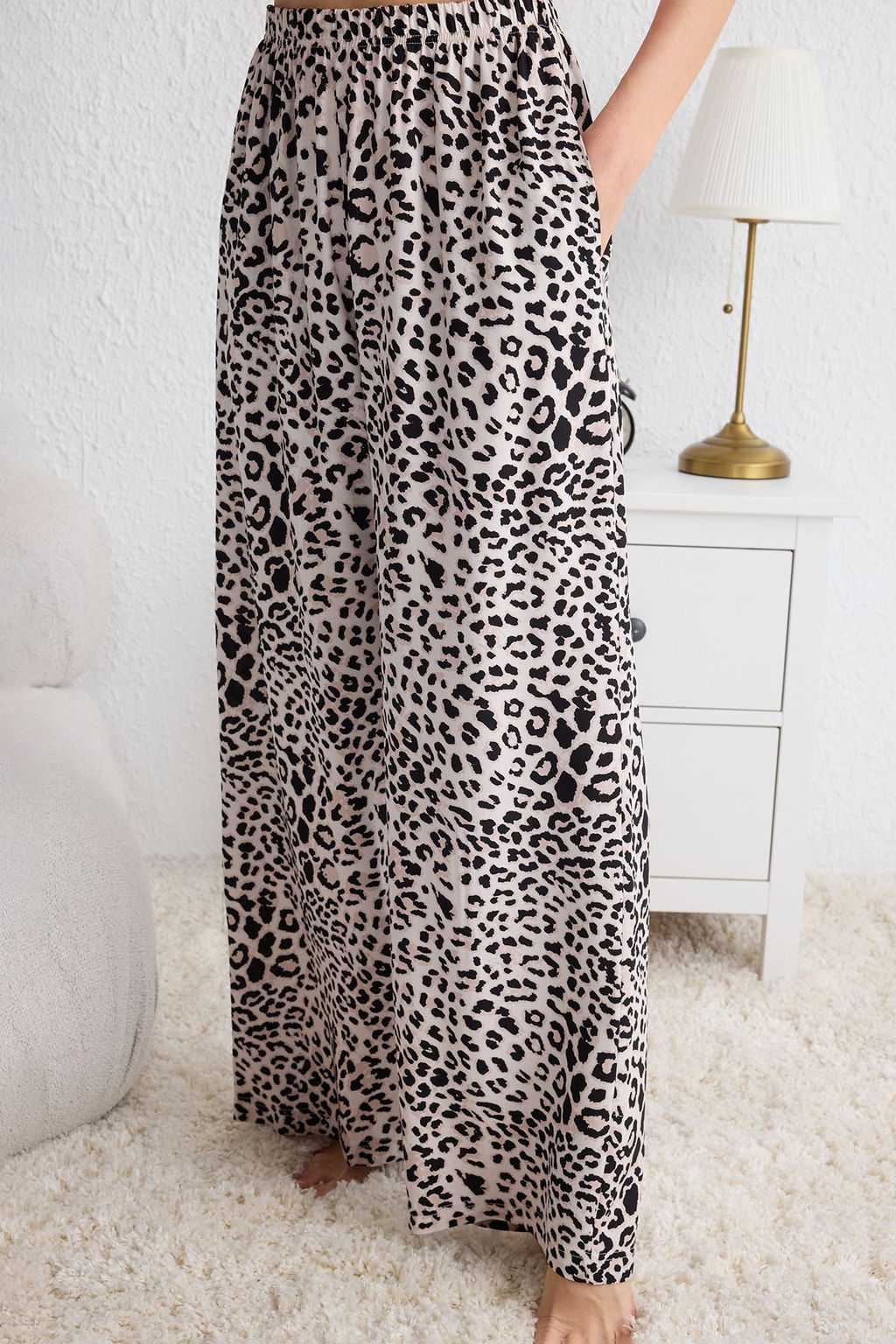 Trendyolmilla Pembe %100 Pamuklu Leopar Desenli Cepli Orme Pijama Tak?m? THMSS25PT00142  фото 4