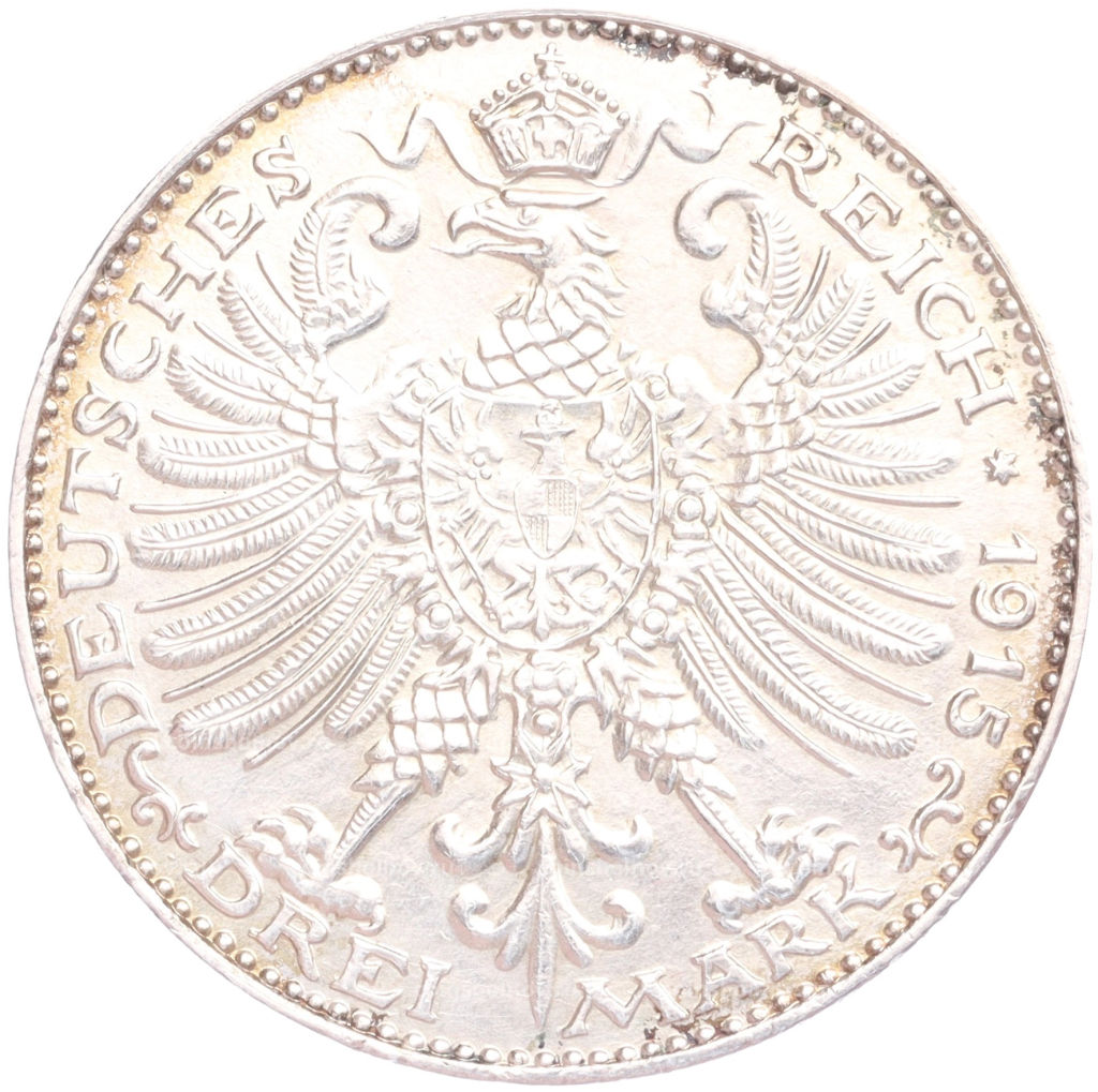 Монета 3 марки 1915 года A Германия (Саксен-Веймар-Эйзенах) 100 лет Великим герцогам