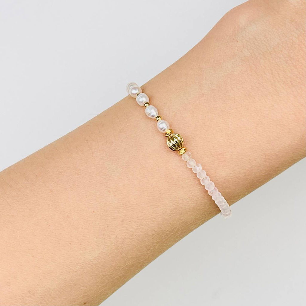 Браслет из Розового кварца и Жемчуга - Радуга самоцветов фото 2