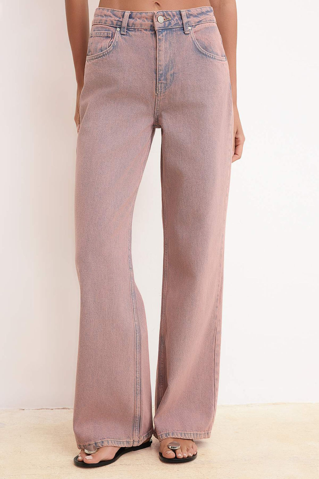 Pembe Yuksek Bel Wide Leg Genis Paca %100 Pamuklu Jeans TWOSS26JE00175 - Trendyolmilla фото 3