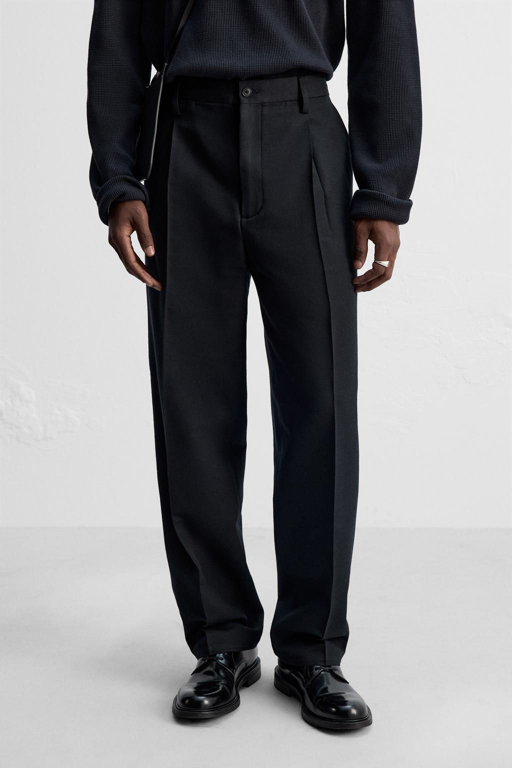 COTTON/WOOL PLEATED TROUSERS - Zara фото 5