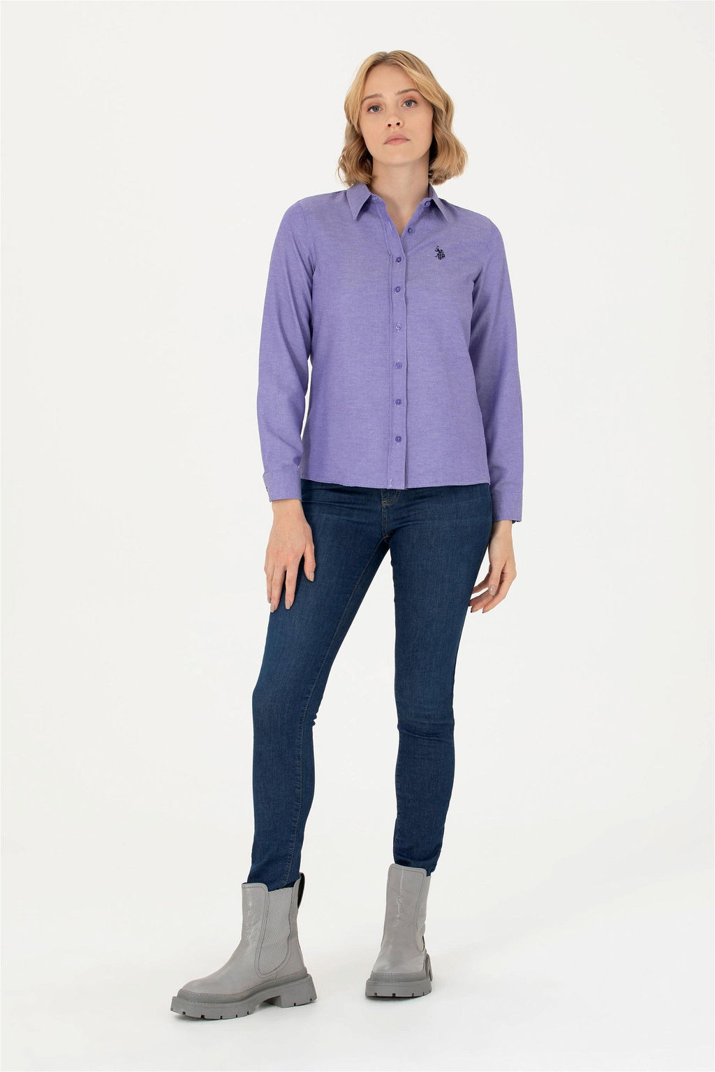 U. S. Polo Assn Женская фиолетовая базовая рубашка с длинным рукавом - U.s. polo assn фото 4