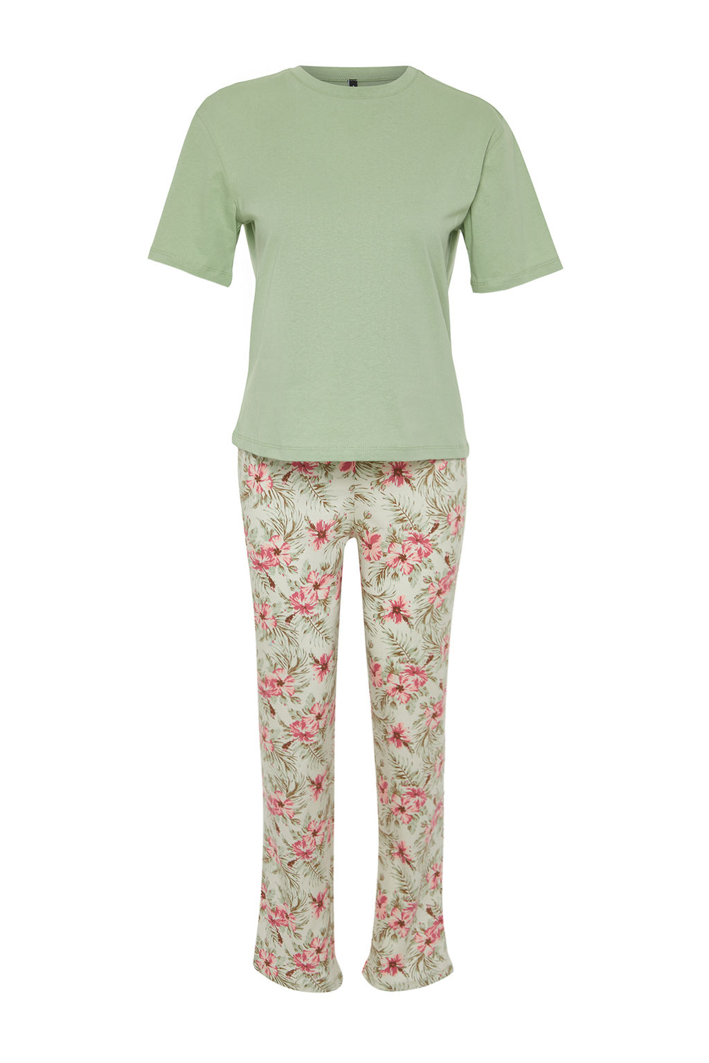 Trendyolmilla Fusya-Cok Renkli %100 Pamuklu Cicekli Orme Pijama Tak?m? THMSS24PT00230  фото 5