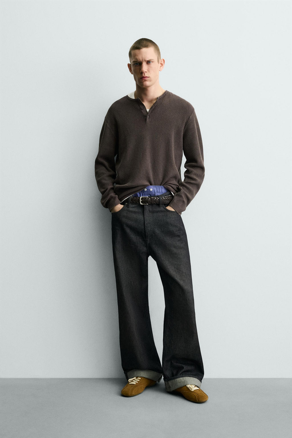 HENLEY NECK TEXTURED JUMPER - Zara фото 9
