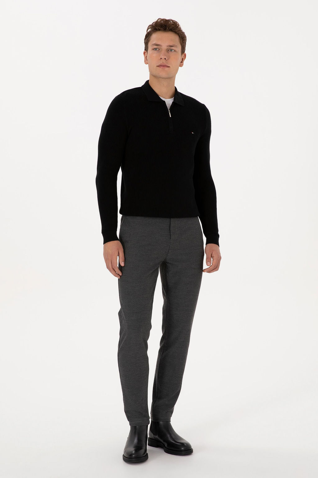 Erkek Gri Jogger Fit Kanvas / Chino Pantolon