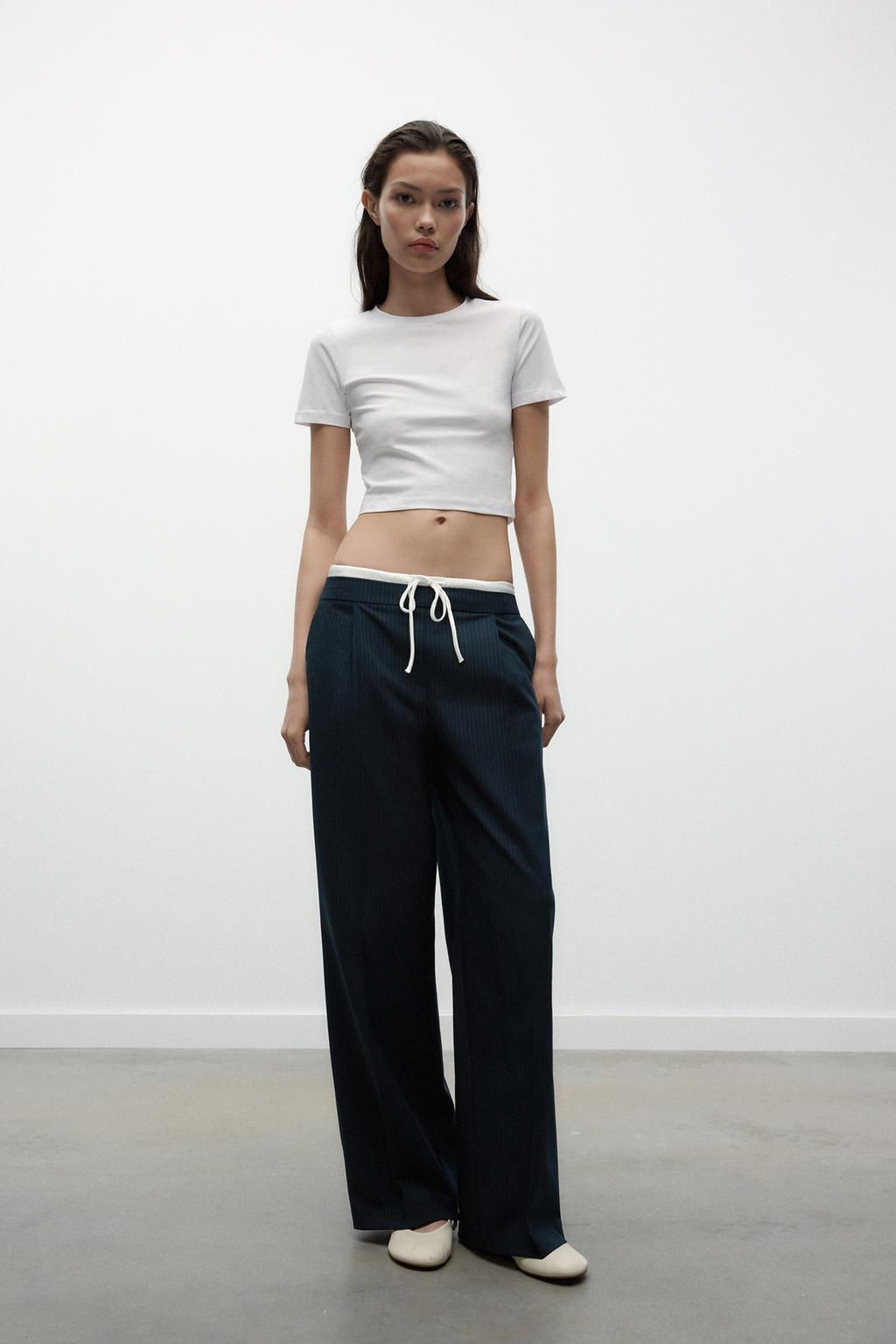 WIDE-LEG TROUSERS WITH DOUBLE WAISTBAND - Zara фото 24