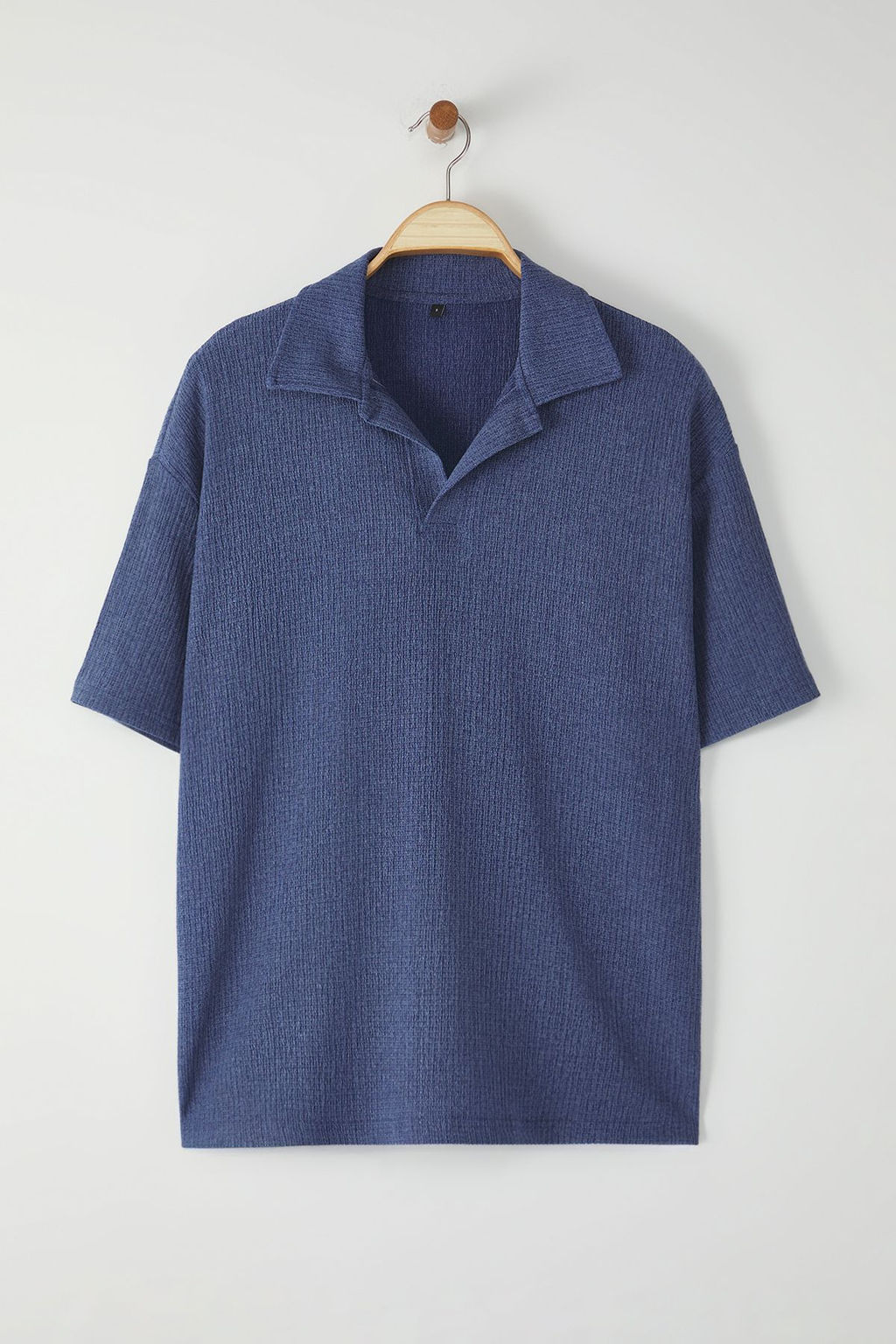 Mint Oversize/Genis Kesim Dokulu Orme Polo Yaka T-shirt TMNSS25PO00045