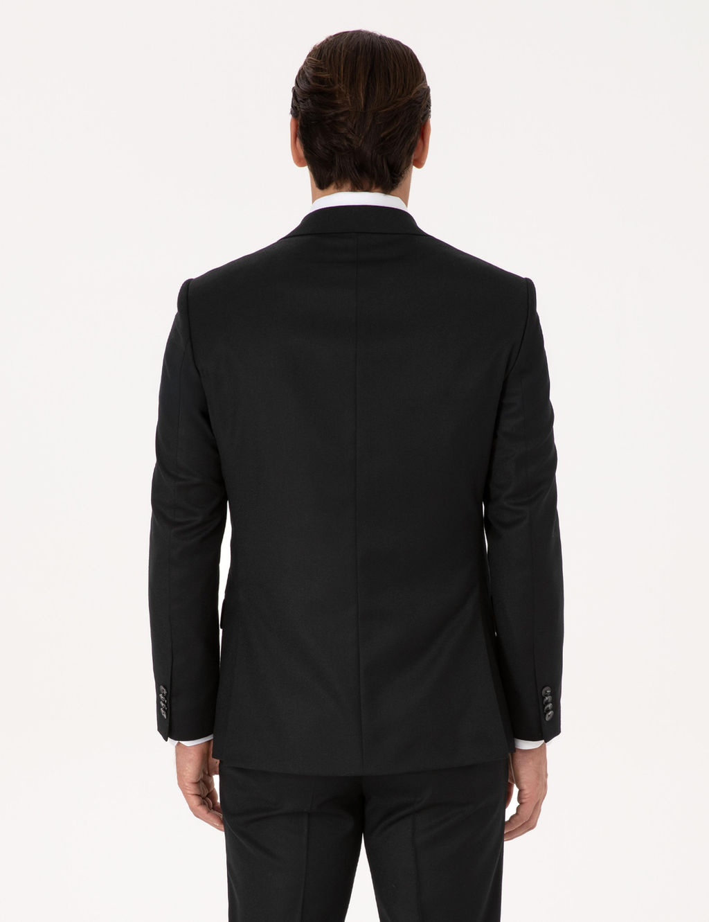 Siyah Slim Fit Y_n Kar___ml_ Mikro Desenli Klasik Ceket - Cacharel фото 5