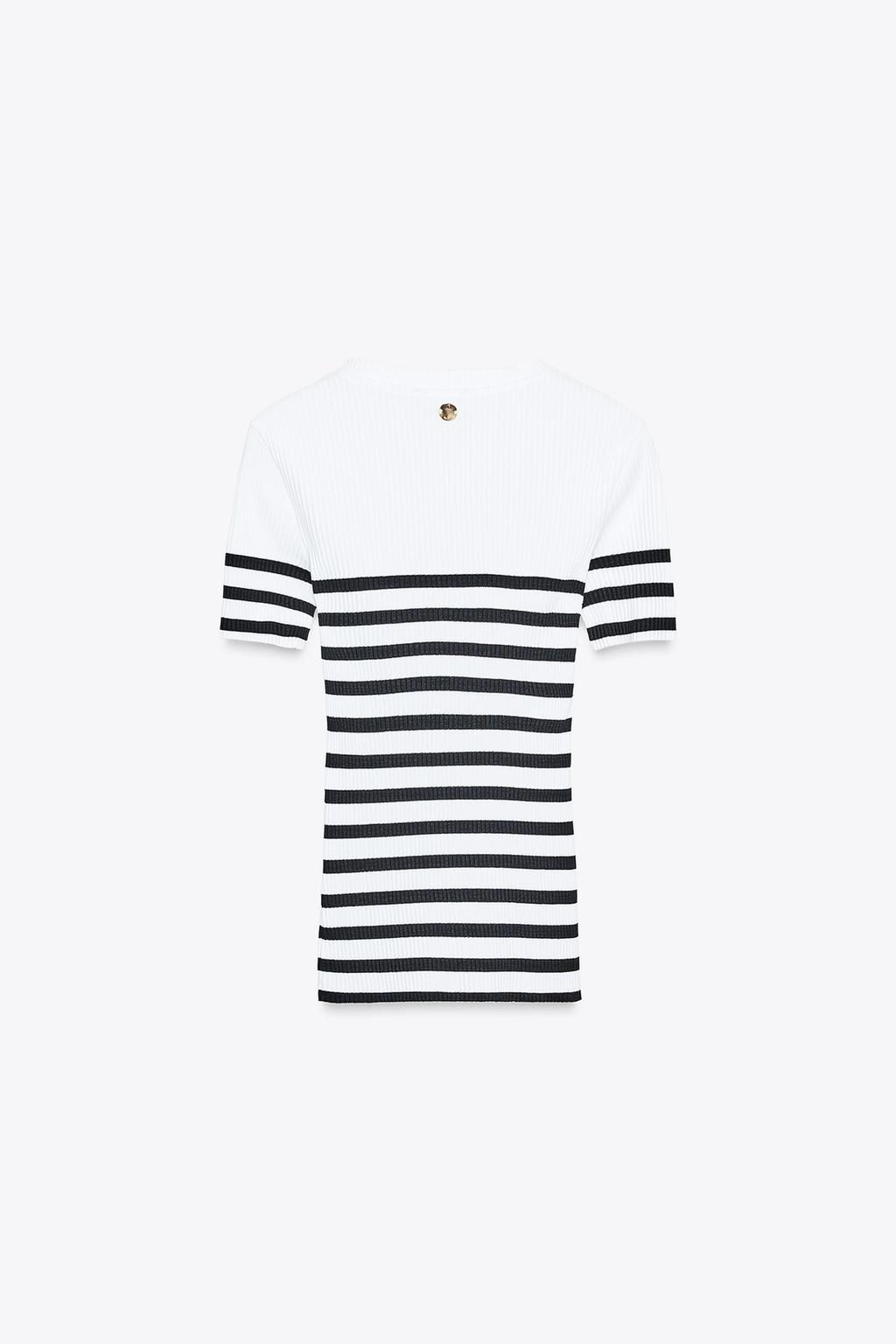 ZARA STRIPED BROOCH T-SHIRT  фото 5