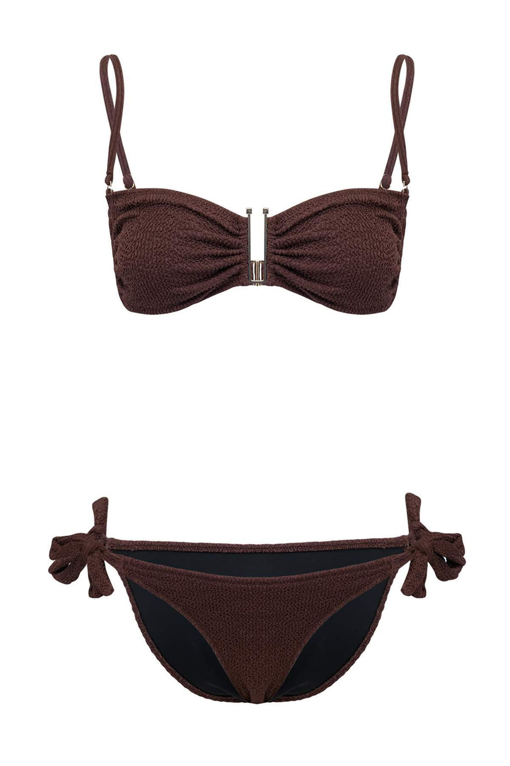 TRENDYOLMILLA Ekru Straplez Aksesuarl? Dokulu Regular Bikini Tak?m? TBESS24BT00019 фото 34
