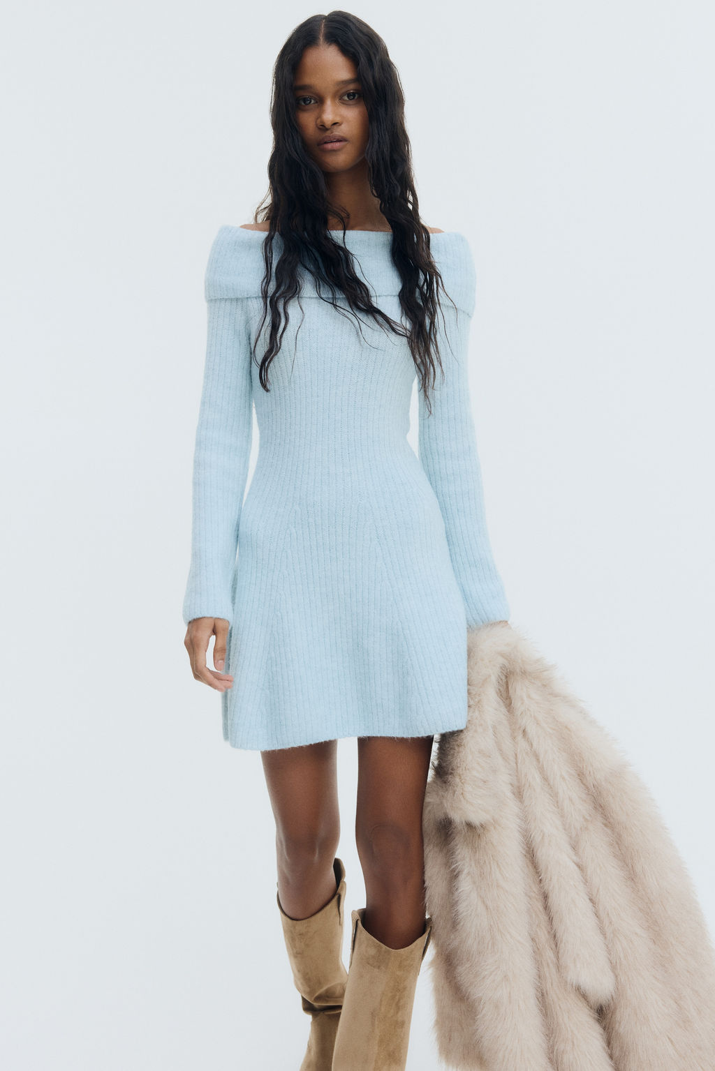 Vestido off-the-shoulder en punto de canal? - H&m фото 5