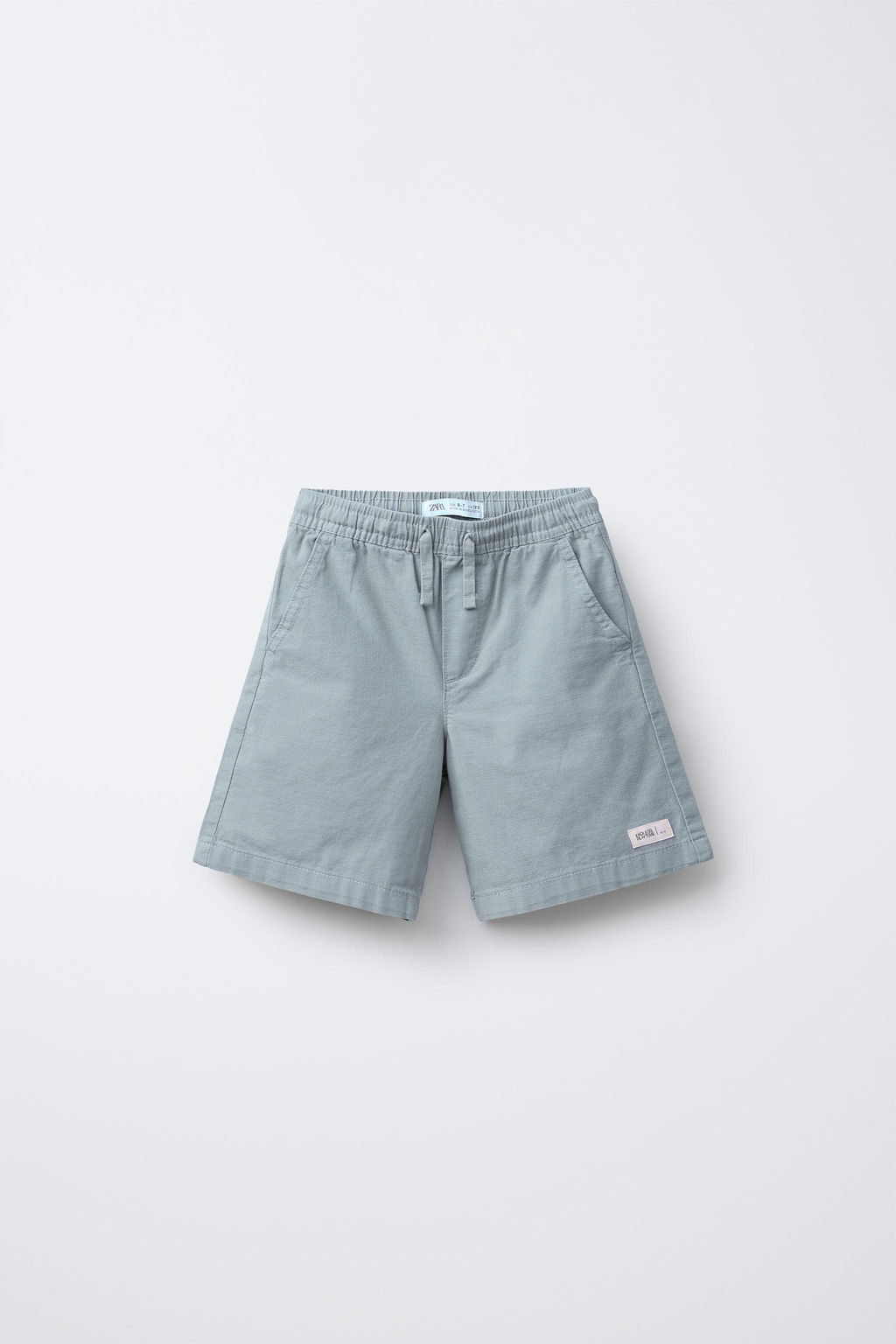 LABEL COTTON WIDE-LEG BERMUDA SHORTS