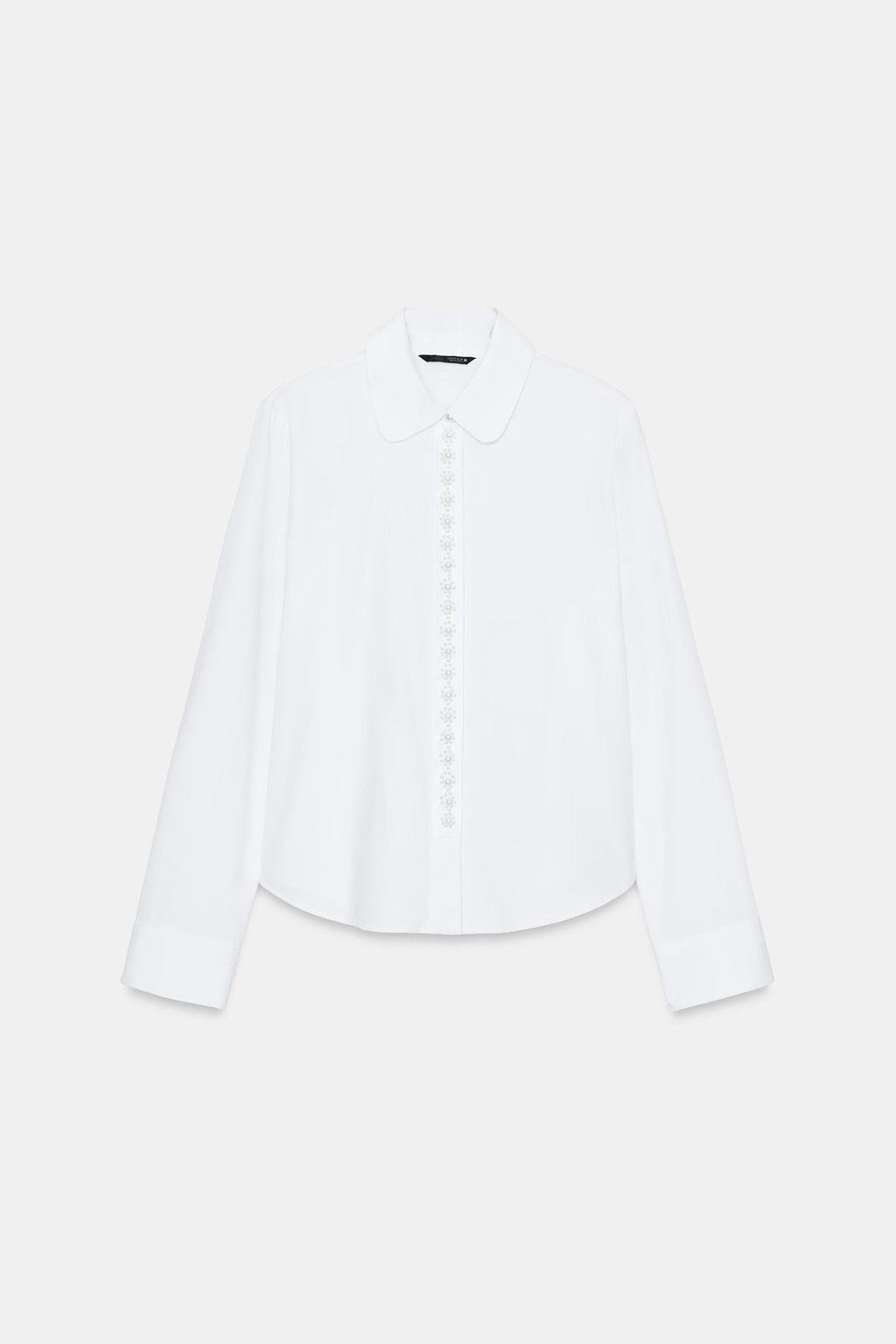 POPLIN SHIRT WITH FAUX PEARLS - Zara фото 7