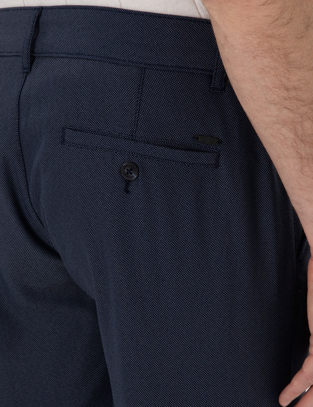 Lacivert Slim Fit Beli Lastikli Kanvas Pantolon
