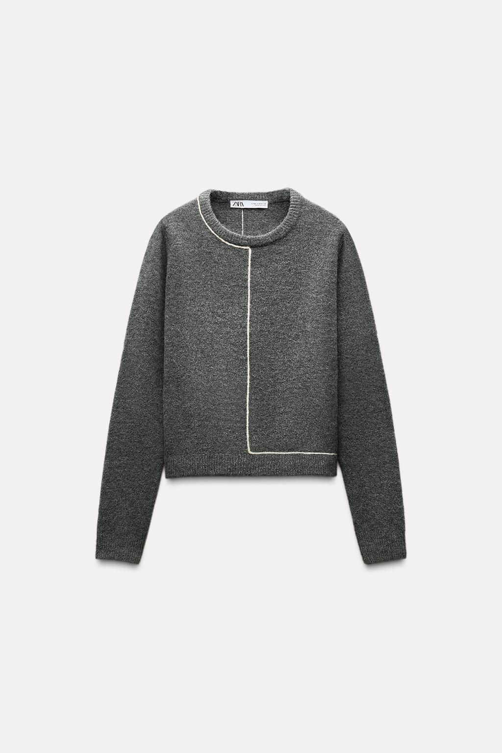 CONTRAST TRIM KNIT SWEATER - Zara фото 12