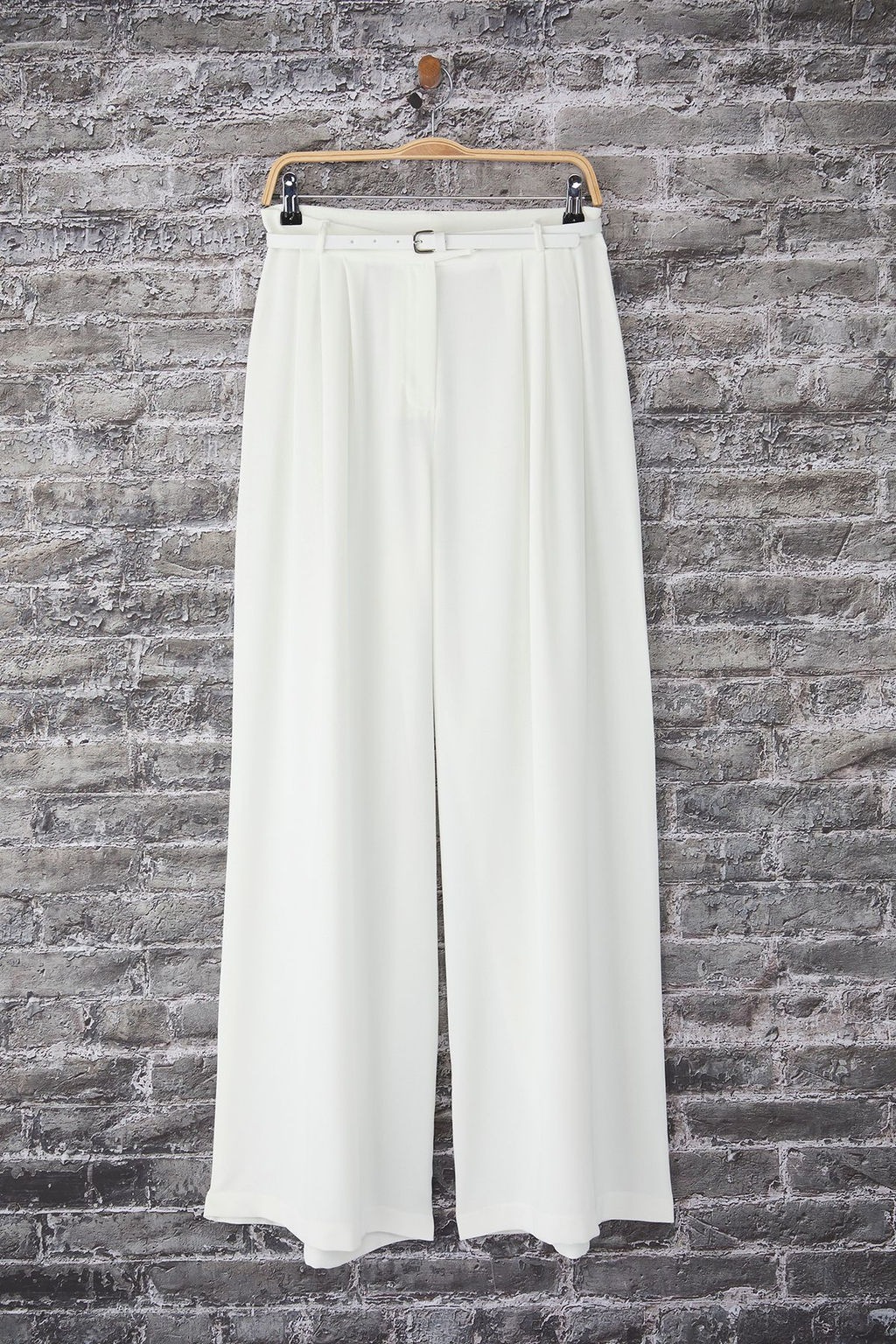 TRENDYOLMILLA Siyah Kemerli Pilili Wide Leg/Extra Genis Paca Dokuma Pantolon TWOAW25PL00032 фото 5