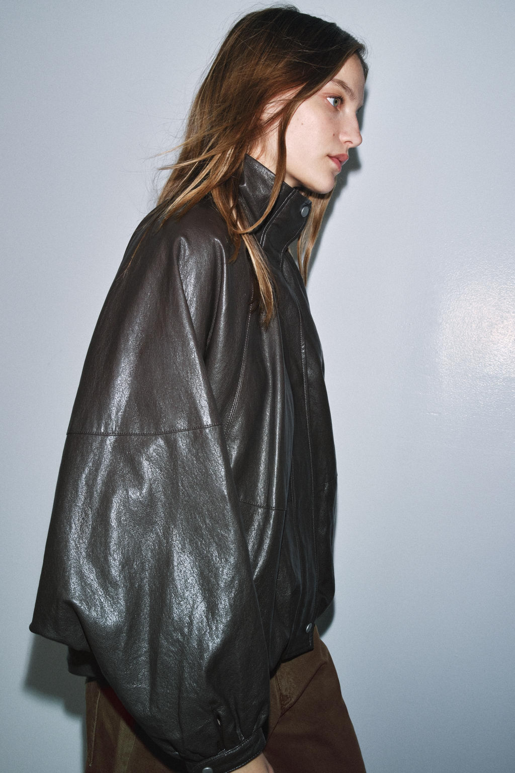ZW COLLECTION LEATHER EFFECT BOMBER JACKET