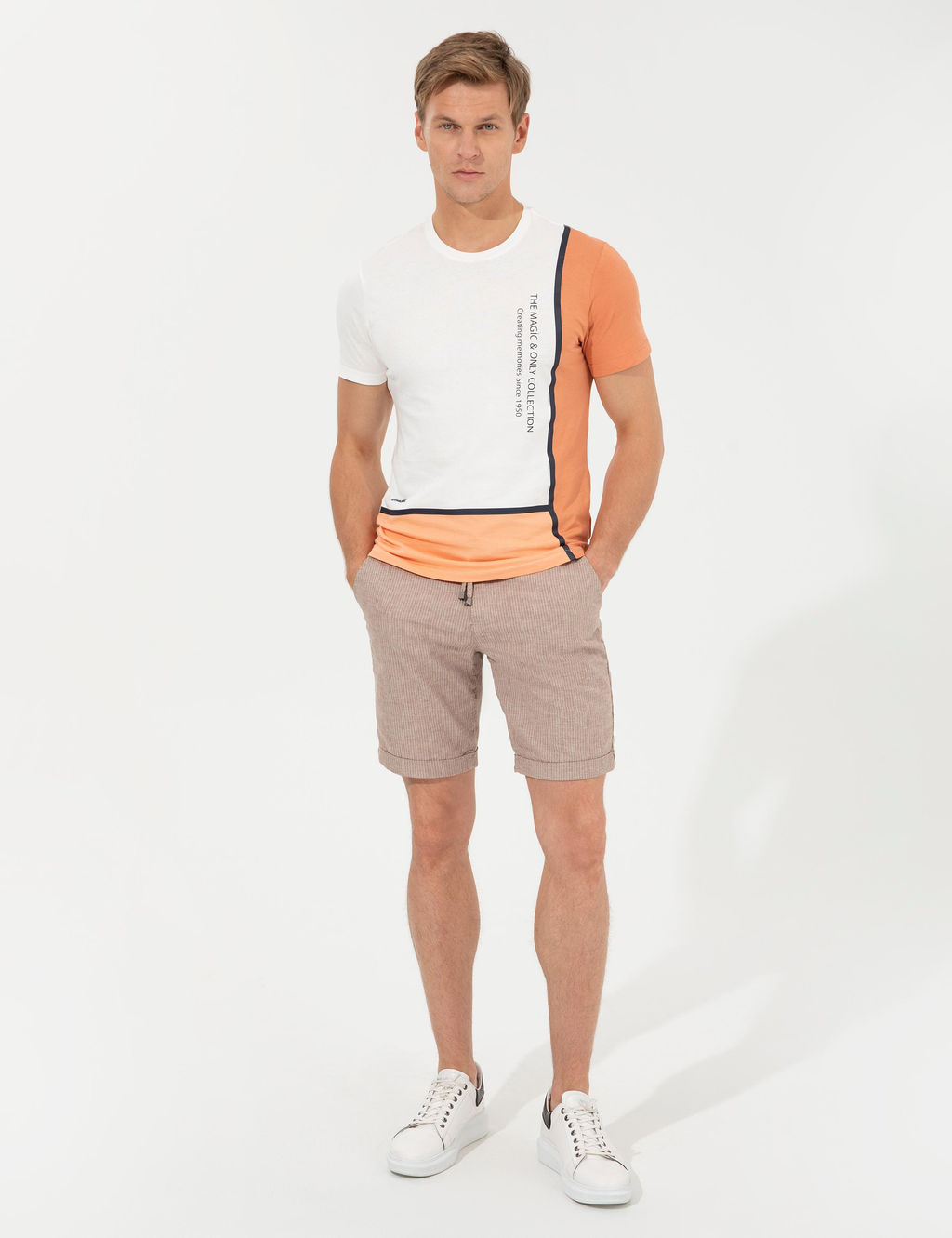 Kahverengi Regular Fit Keten Kar___ml_ Bermuda _ort - Pierre cardin фото 3