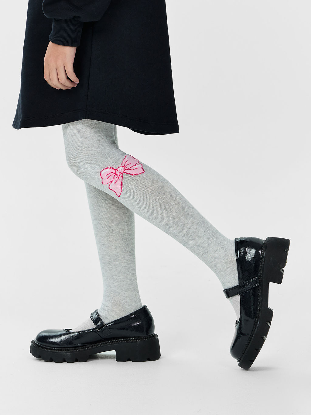 Цена за 3 пары! Колготки детские серые с бантиками