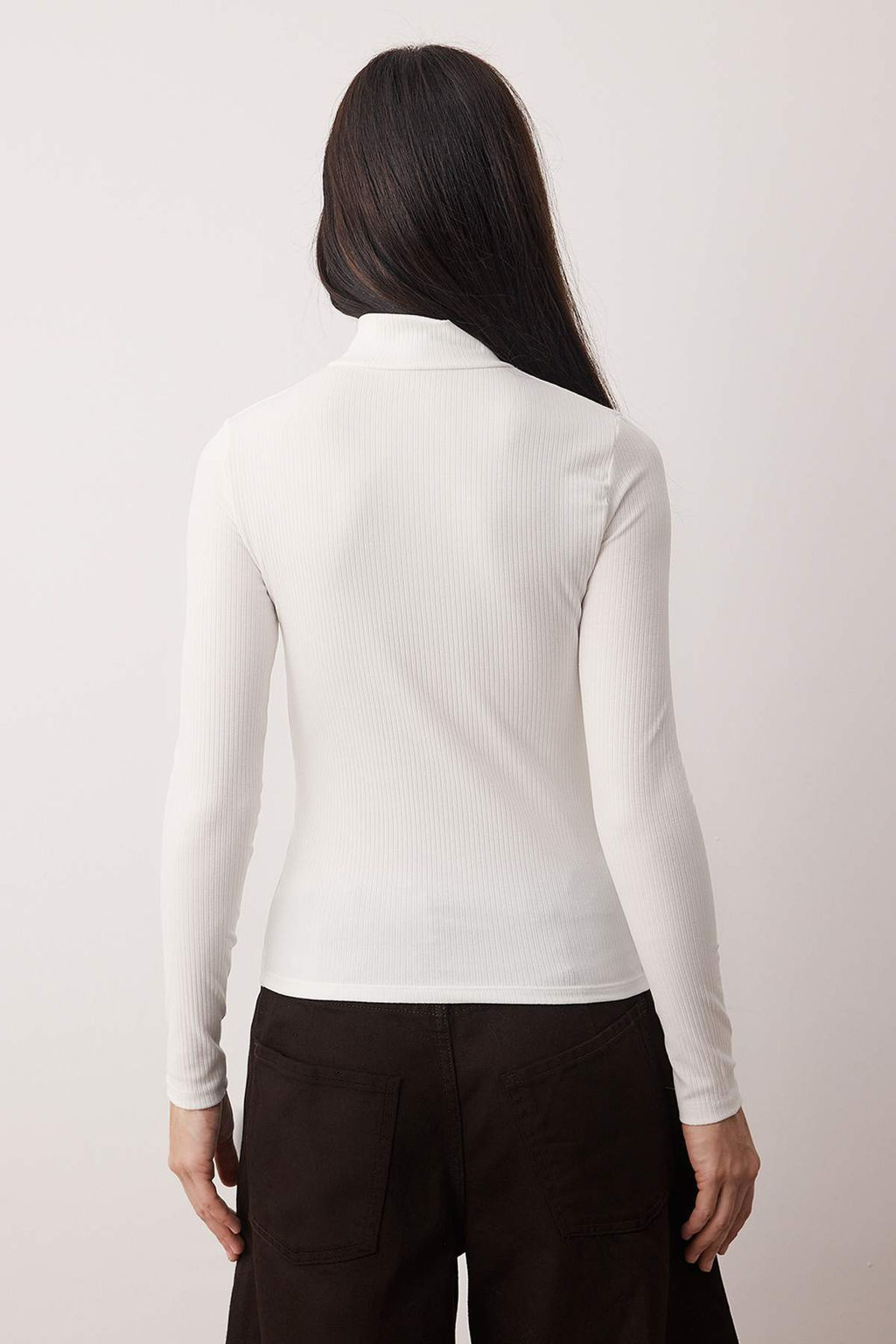 Ekru Onu Full C?tc?t Kapama Kaskorse Fitted/Vucuda Oturan Orme Bluz TWOAW26BZ00329 - Trendyolmilla фото 4