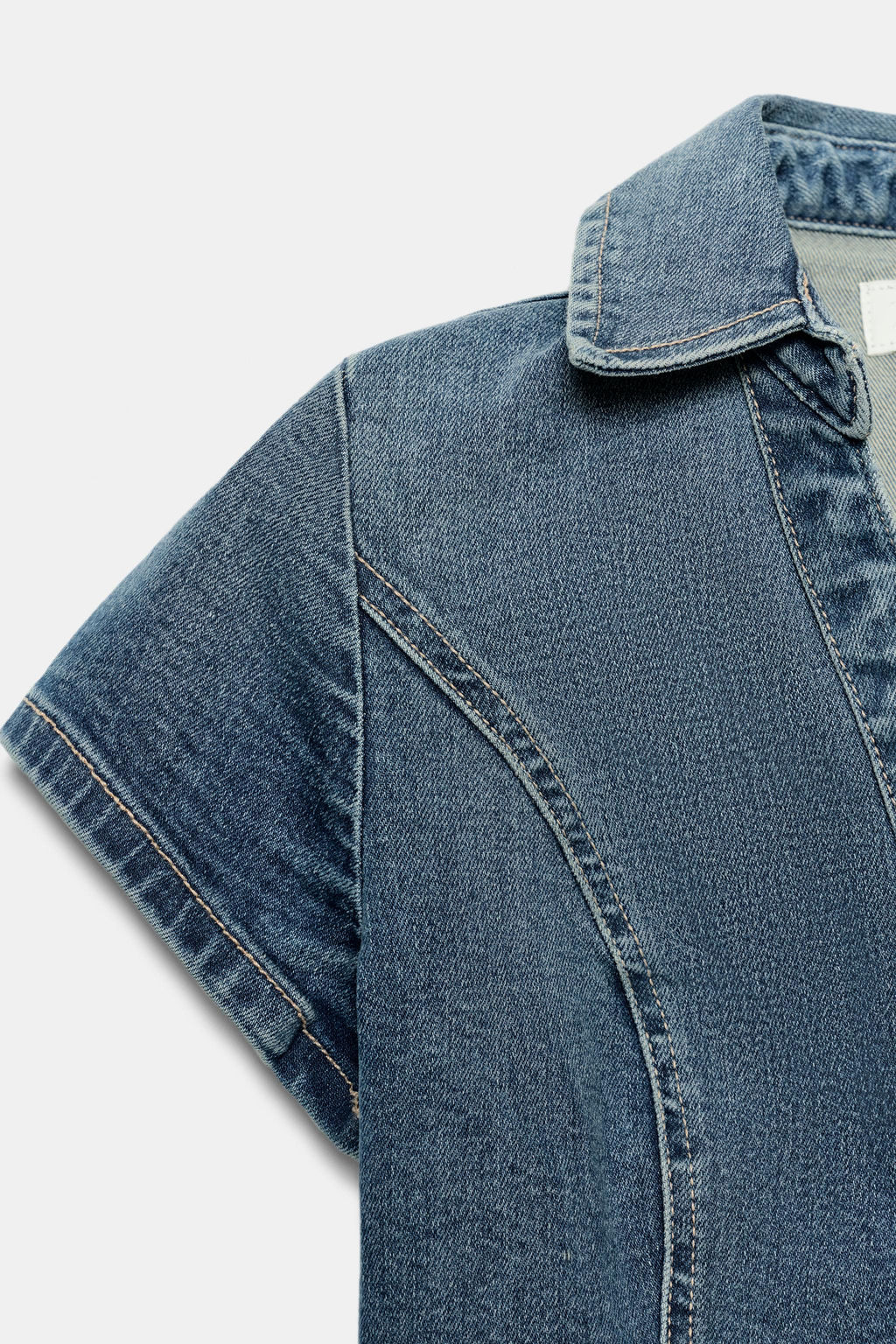 CAMISA ENTALLADA DENIM TRF / Azul