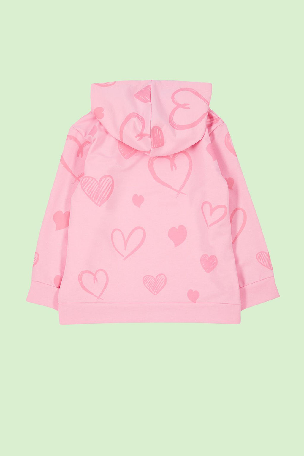 Pembe K?z Cocuk Mevsimlik-Ince Kalp Desenli Pamuklu Kapusonlu Orme Sweatshirt TKDAW25SW00002 - Trendyolmilla фото 3