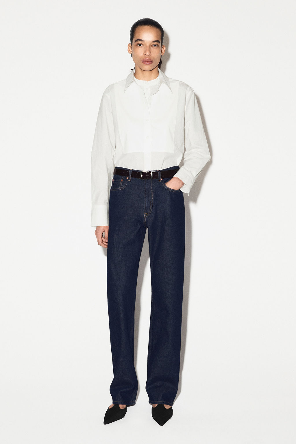 CAMISA DE ALGOD?N PIMA CON CUELLO COMBINADO - H&m фото 6