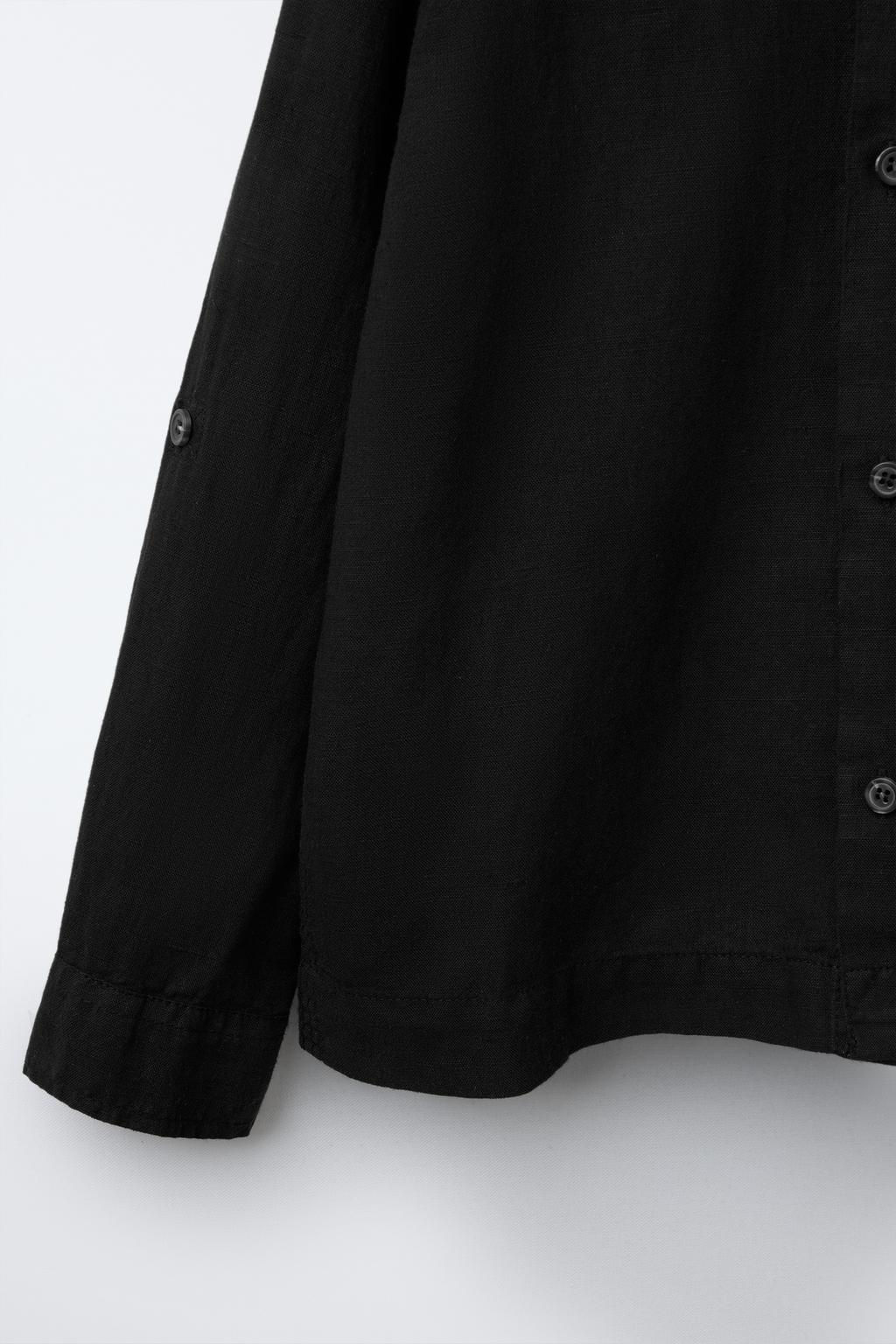 LINEN SHIRT WITH STAND COLLAR - Zara фото 10