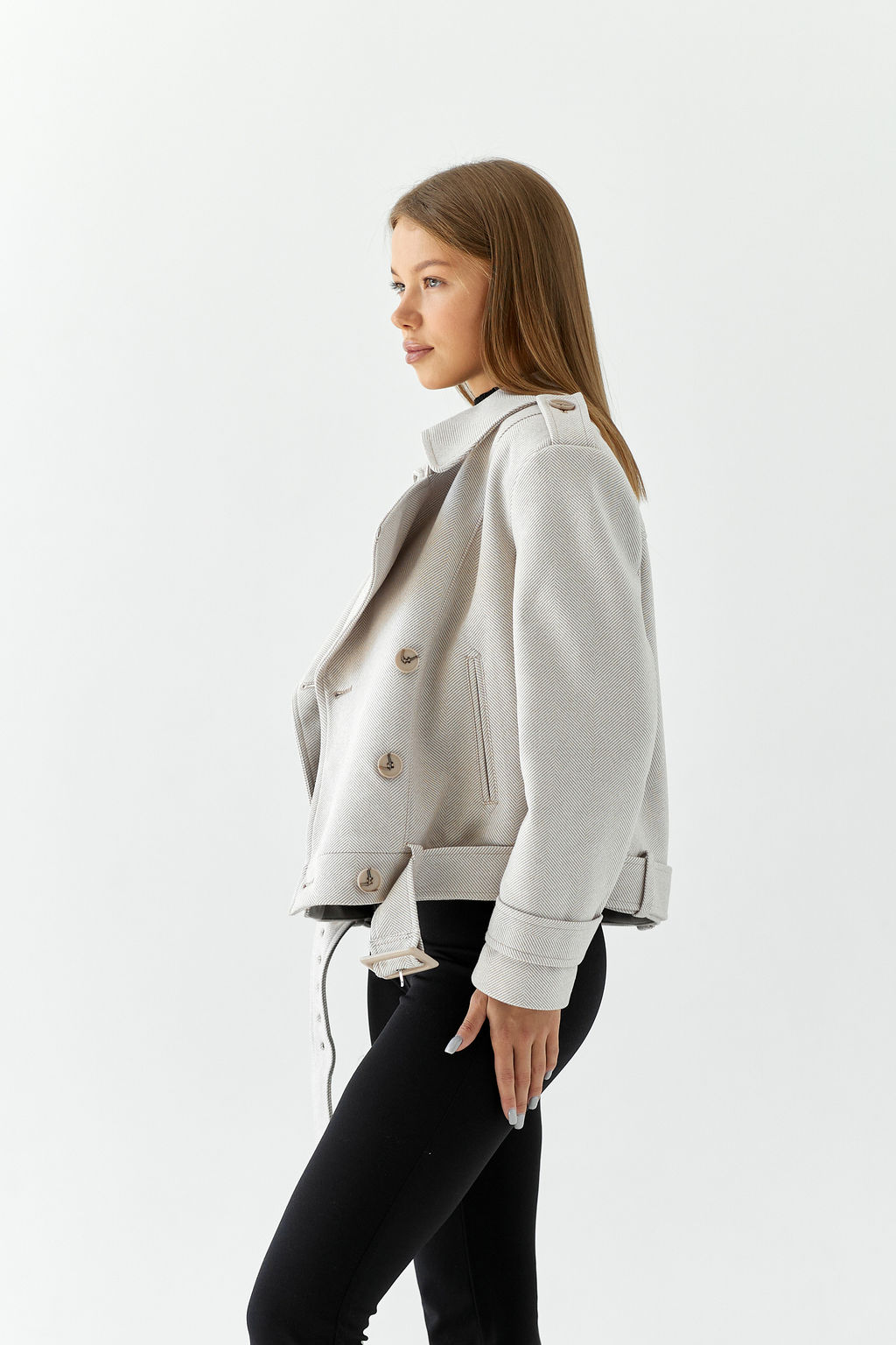 Полупальто женское демисезонное 25999 (пепельный/ёлочка) - Kankan фото 38