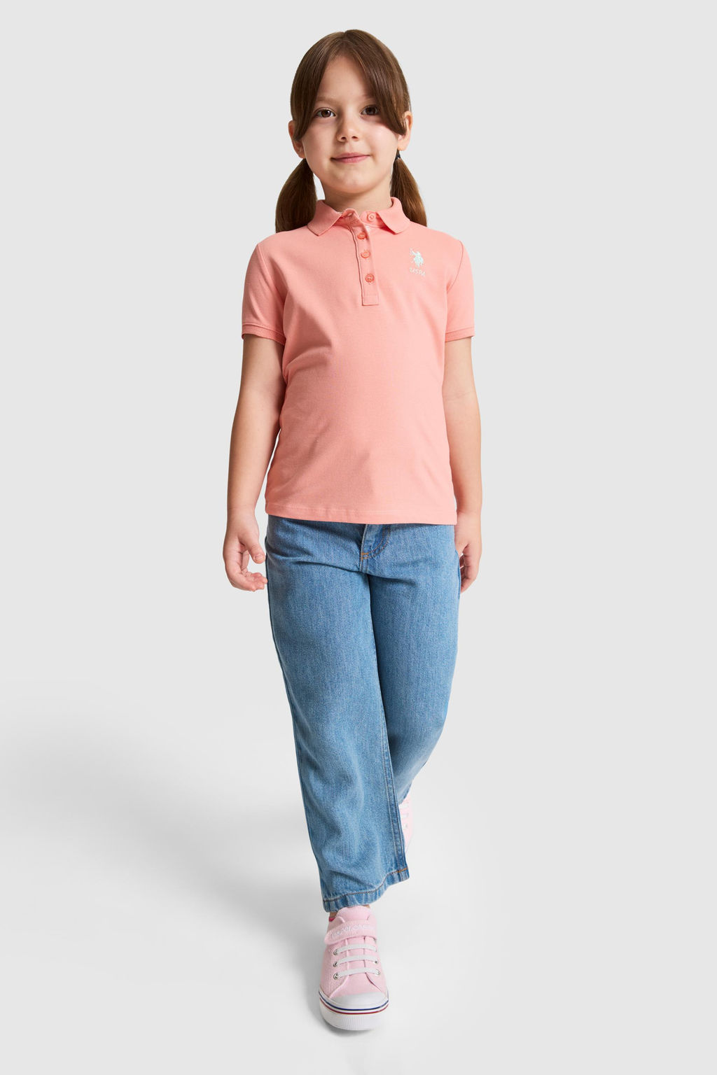K_z _ocuk Somon Polo Yaka Basic Ti__rt