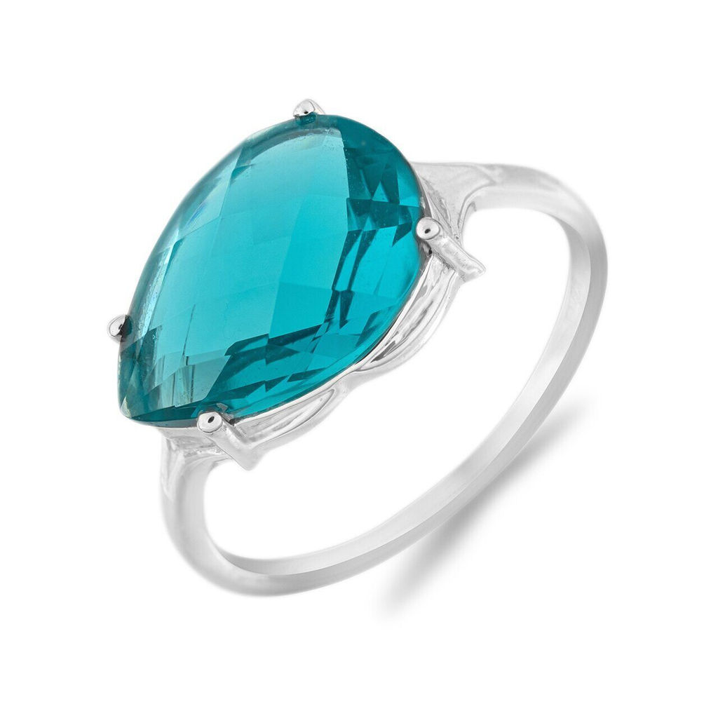 Кольцо, аквамарин выращ., Шафран