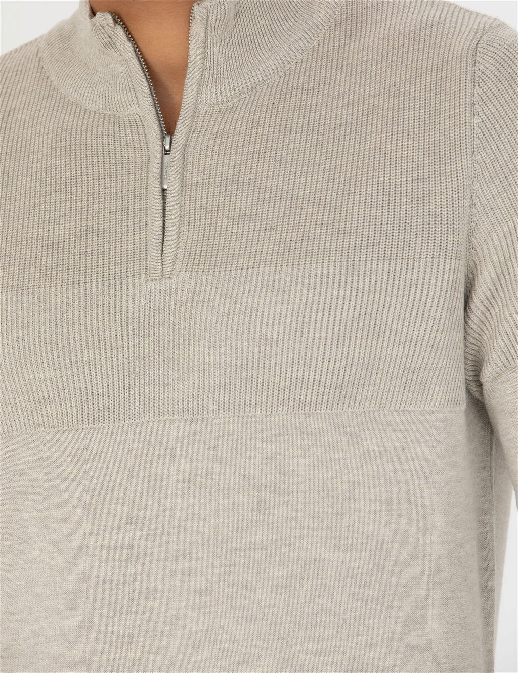 Kum Melanj Slim Fit Fermuarl_ Dik Yaka Triko Kazak - Pierre cardin фото 7