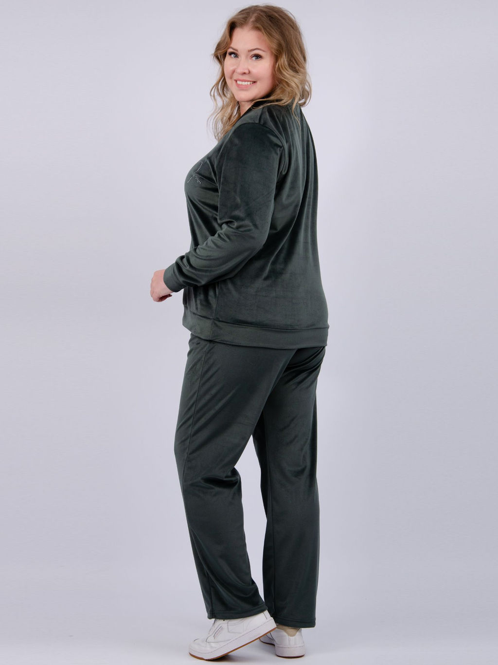 Костюм Велюр 5 тёмно-серый, велюр - Малина фото 26