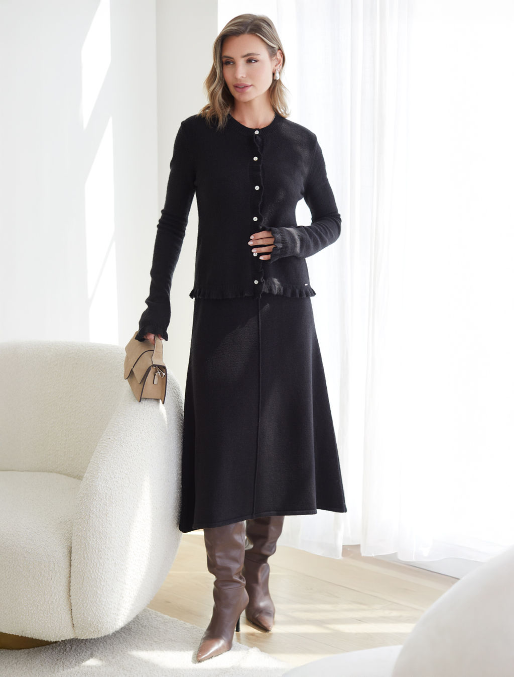 Юбка А-силуэта из пряжи с кашемиром - Vilatte фото 3