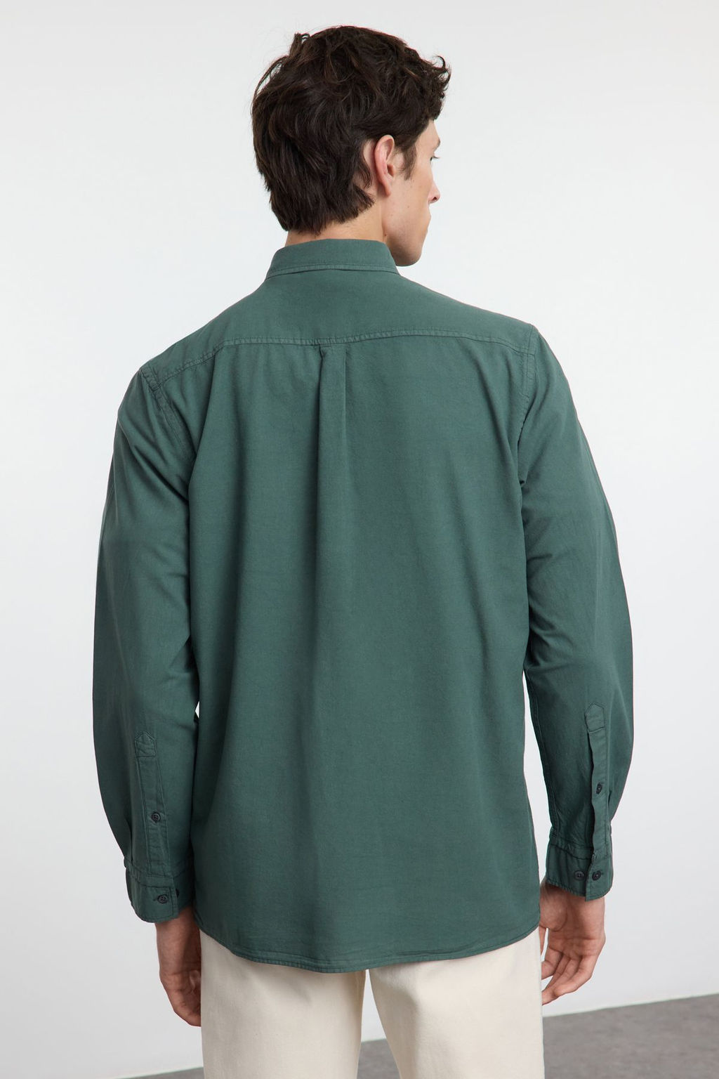 TRENDYOL MAN Haki Unisex Regular Fit %100 Pamuklu Keten Gorunumlu Fit Gomlek TMNSS23GO00099 - Trendyolmilla фото 5
