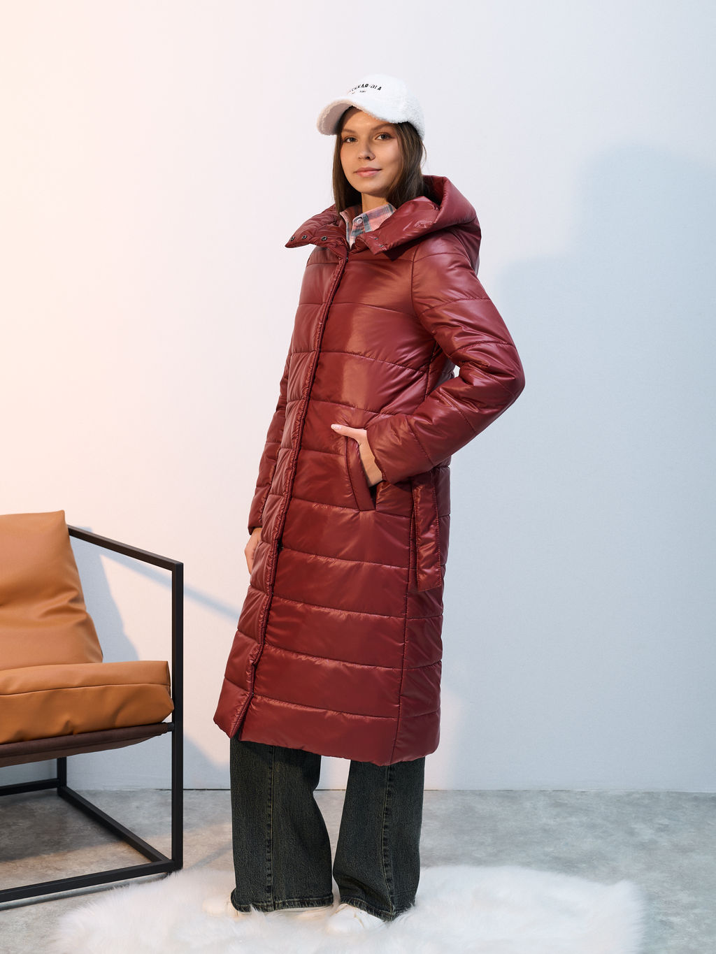 Пальто демисезонная "Анель" бордо