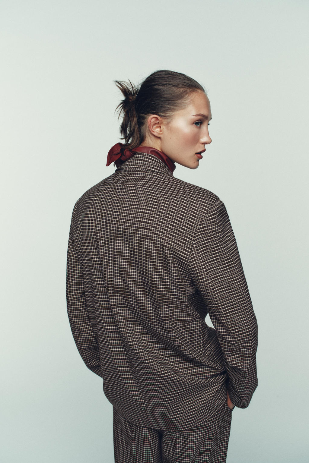 OVERSIZE DOUBLE-BREASTED CHECK BLAZER - Zara фото 5