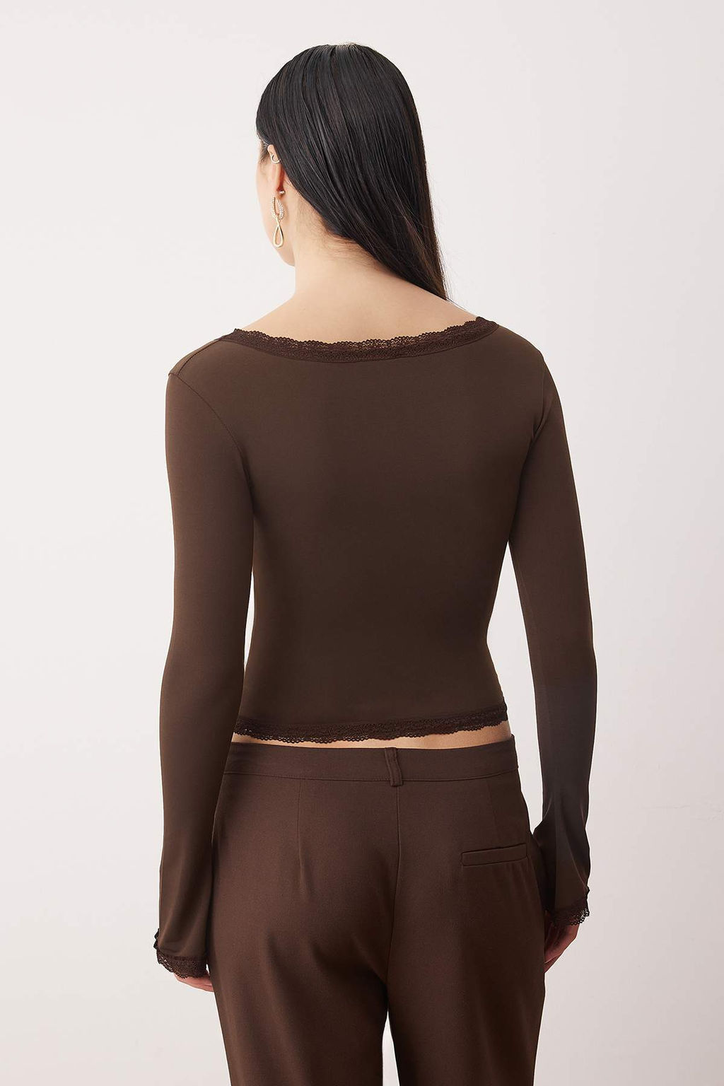 Siyah Dantel Detayl? Kare Yaka Orme Party Bluz TPRAW26BZ00045 - Trendyolmilla фото 8