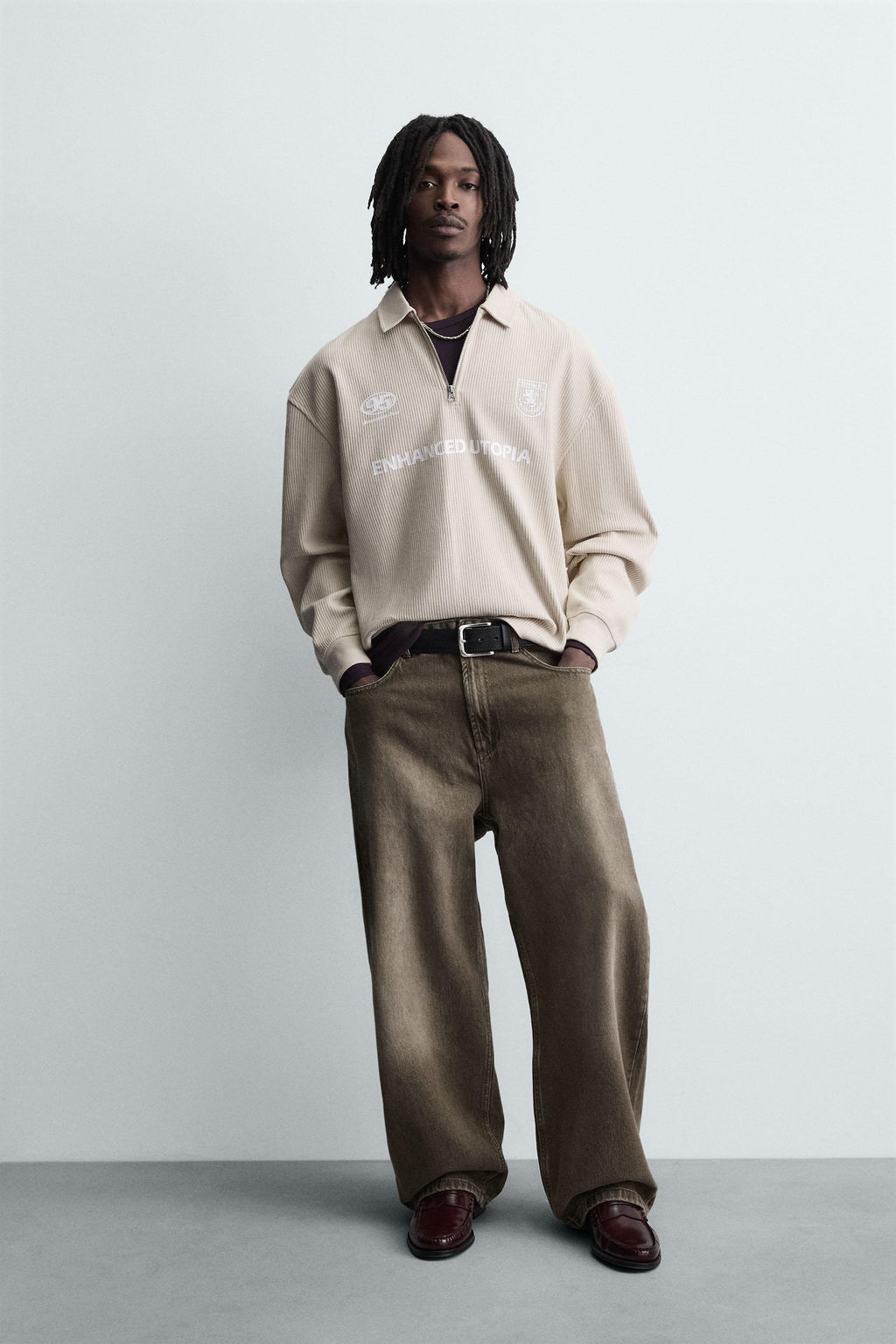CABLE KNIT TEXTURED POLO SHIRT