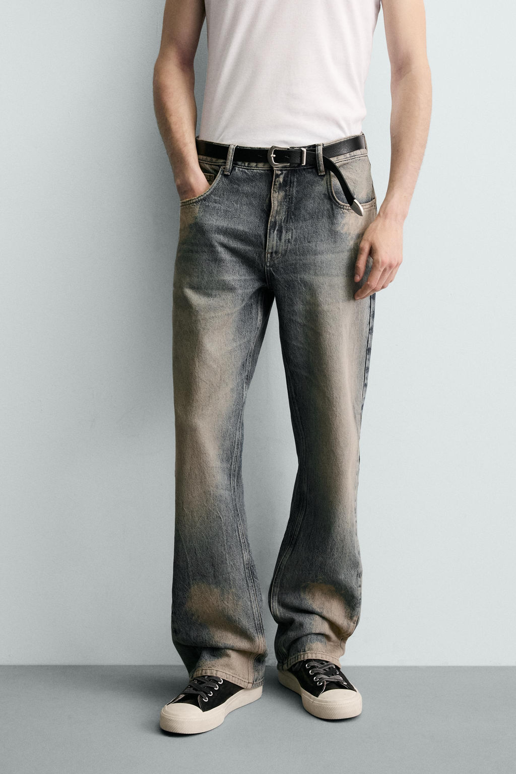 JEANS FLARE FIT LAVADO MANCHAS / Azul tinta - Zara фото 2