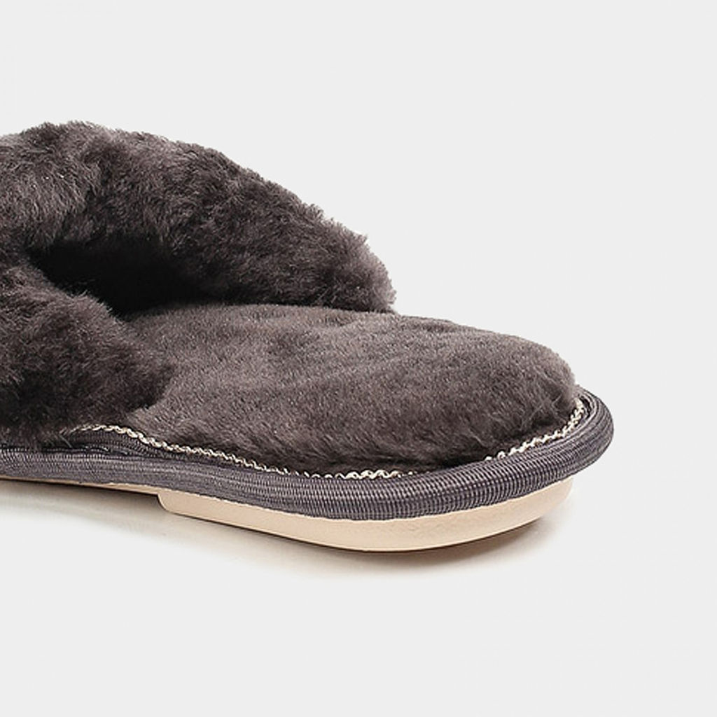 Тапочки Ralf Ringer Weekend FLATS из натурального меха серые фото 7