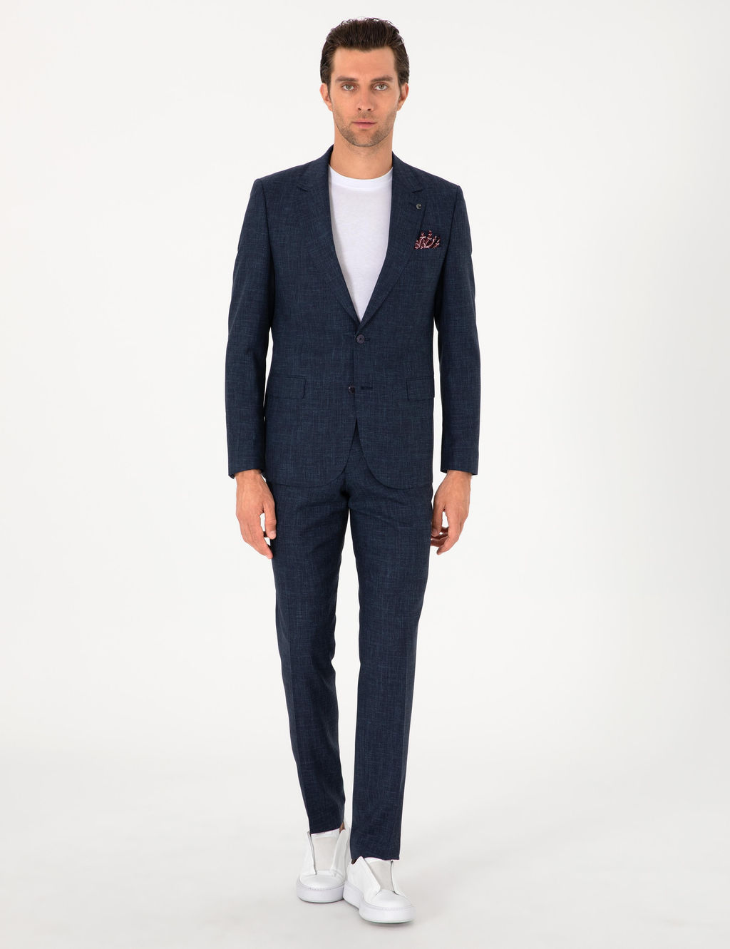 Lacivert Slim Fit Y_n _pek Kar___ml_ Tak_m Elbise