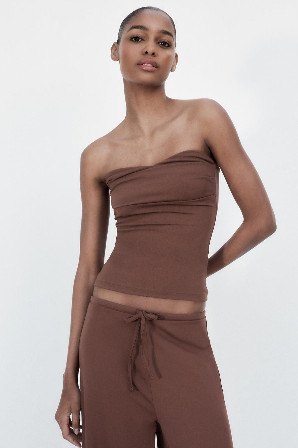 TEXTURED BANDEAU TOP - Zara фото 11