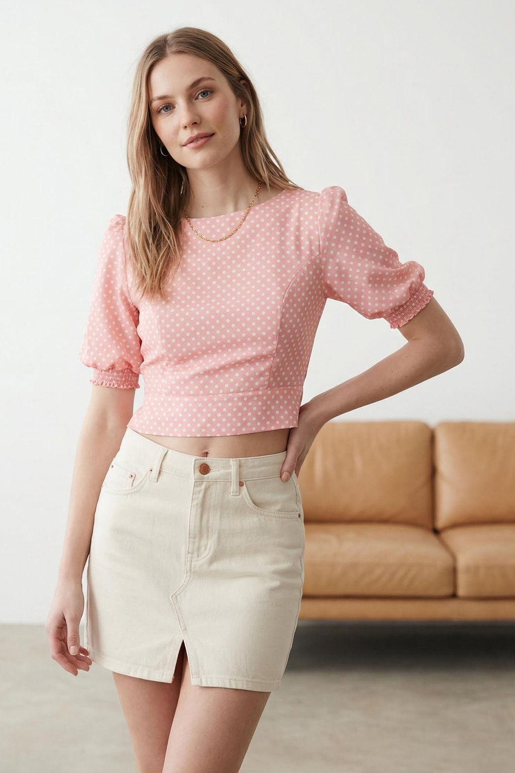 Trendyolmilla Pudra Puantiyeli Balon Kollu Yar? Transparan Dokuma Bluz TWOSS20BZ0546  фото 12