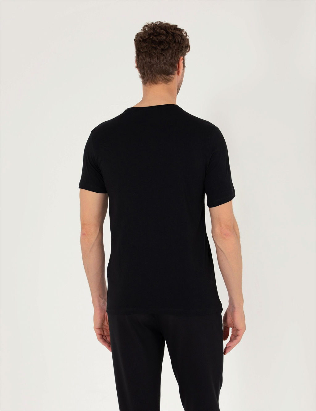 Siyah Slim Fit Bask_l_ Bisiklet Yaka Ti__rt - Pierre cardin фото 5